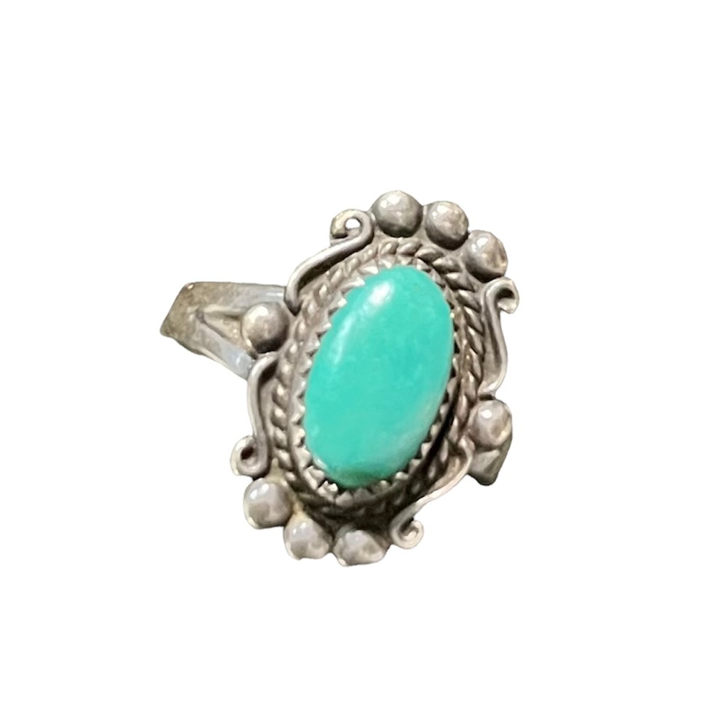 Genuine Turquoise Navajo Southwest Sterling Silver Handmade Ring